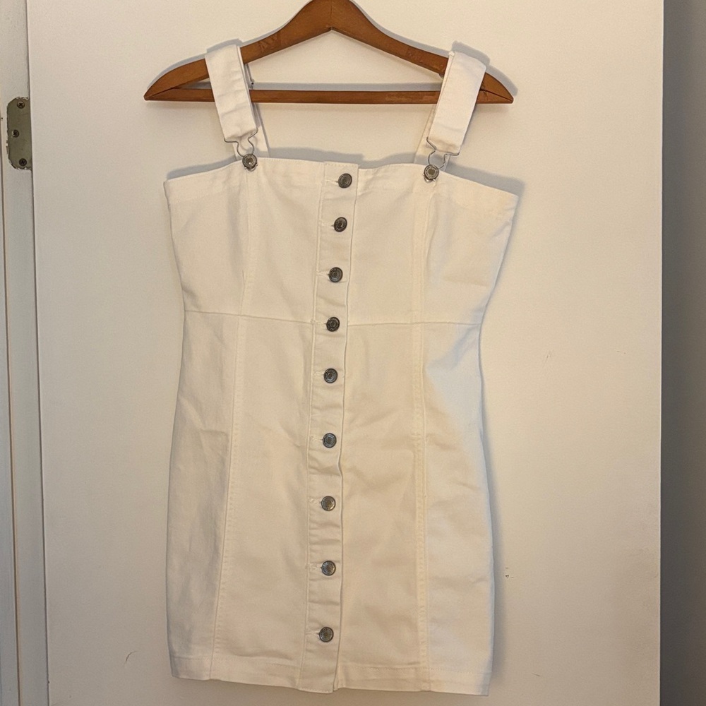 Forever 21 White Button-Front Mini Dress